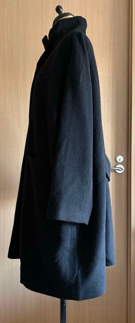 mizuiro ind 黒のウールコート スタンドカラー