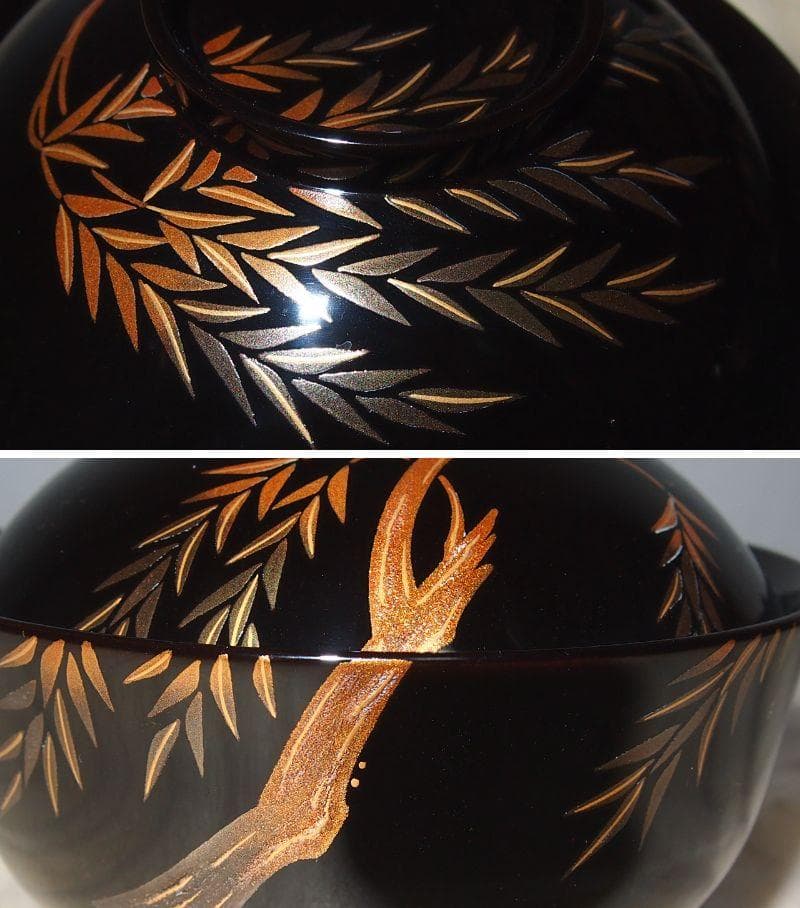 【極美品】輪島塗 名月絵変わり蒔絵 吸物椀5客 信斎/松斎 汁椀/お椀 漆器食器