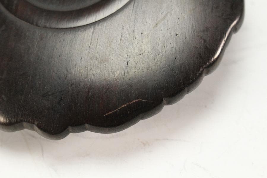 紫檀 雲鶴 細密彫刻 小皿 五枚(K-A719)