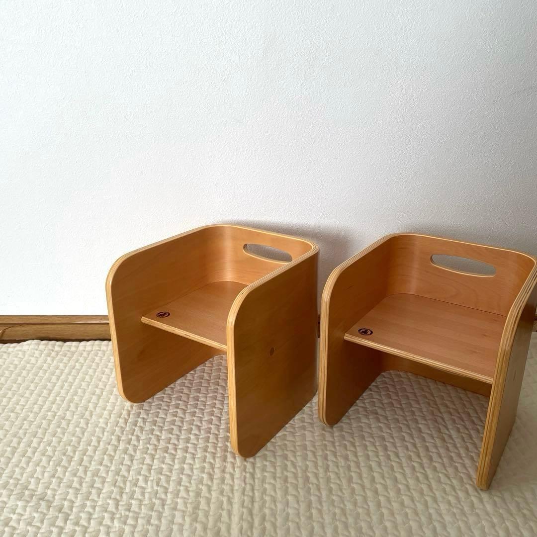 ＊美品＊HOPPL ホップル コロコロチェア 木製 キッズチェア 2脚セット