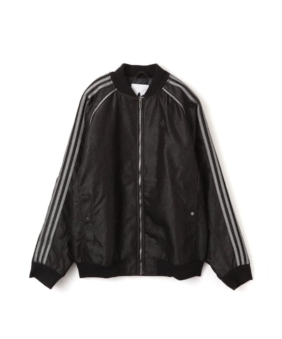 adidas ストライプジャケット M ブラック