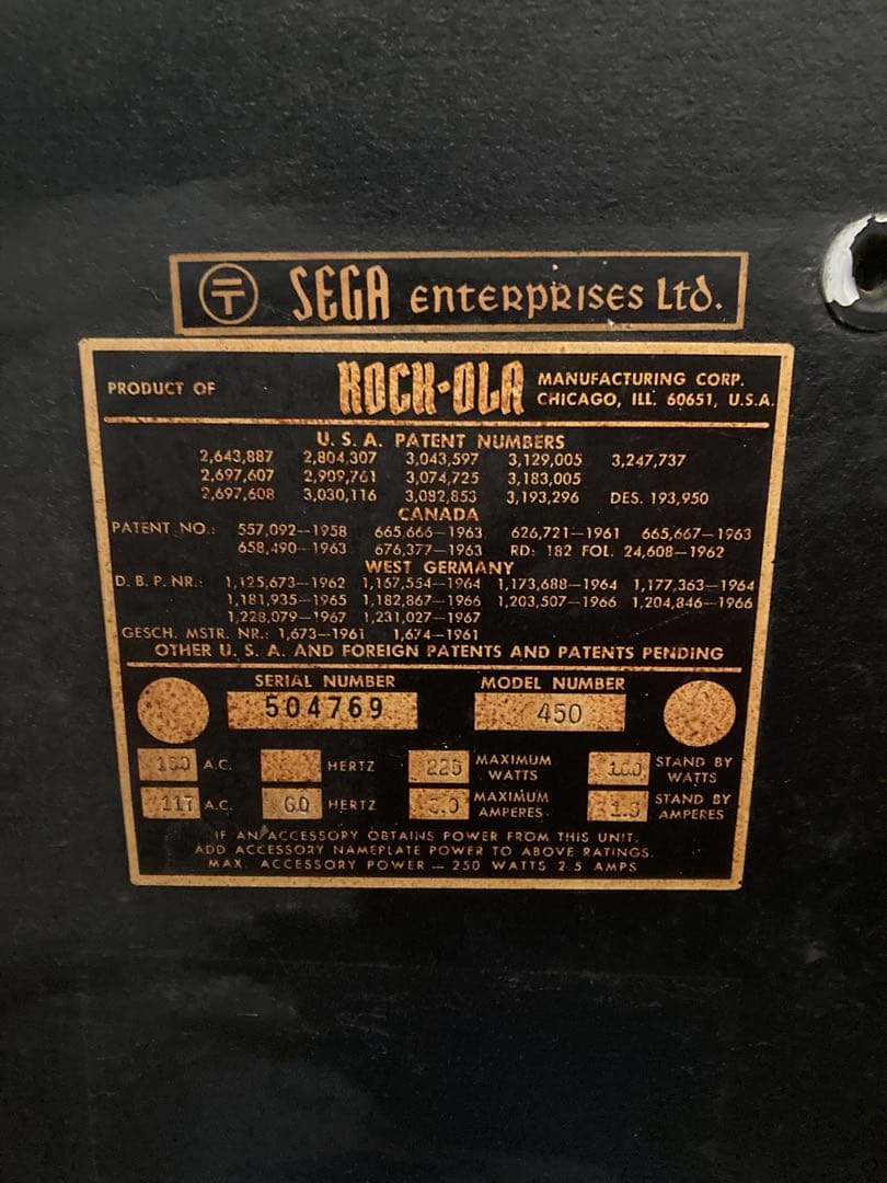 ジャンク　ROCK-OLA ジュークボックス　model number 450