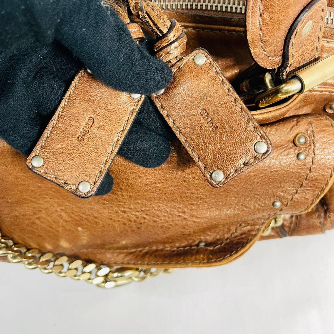 希少 Chloé クロエ パディントン レザー ハンドバッグ パドロック 茶