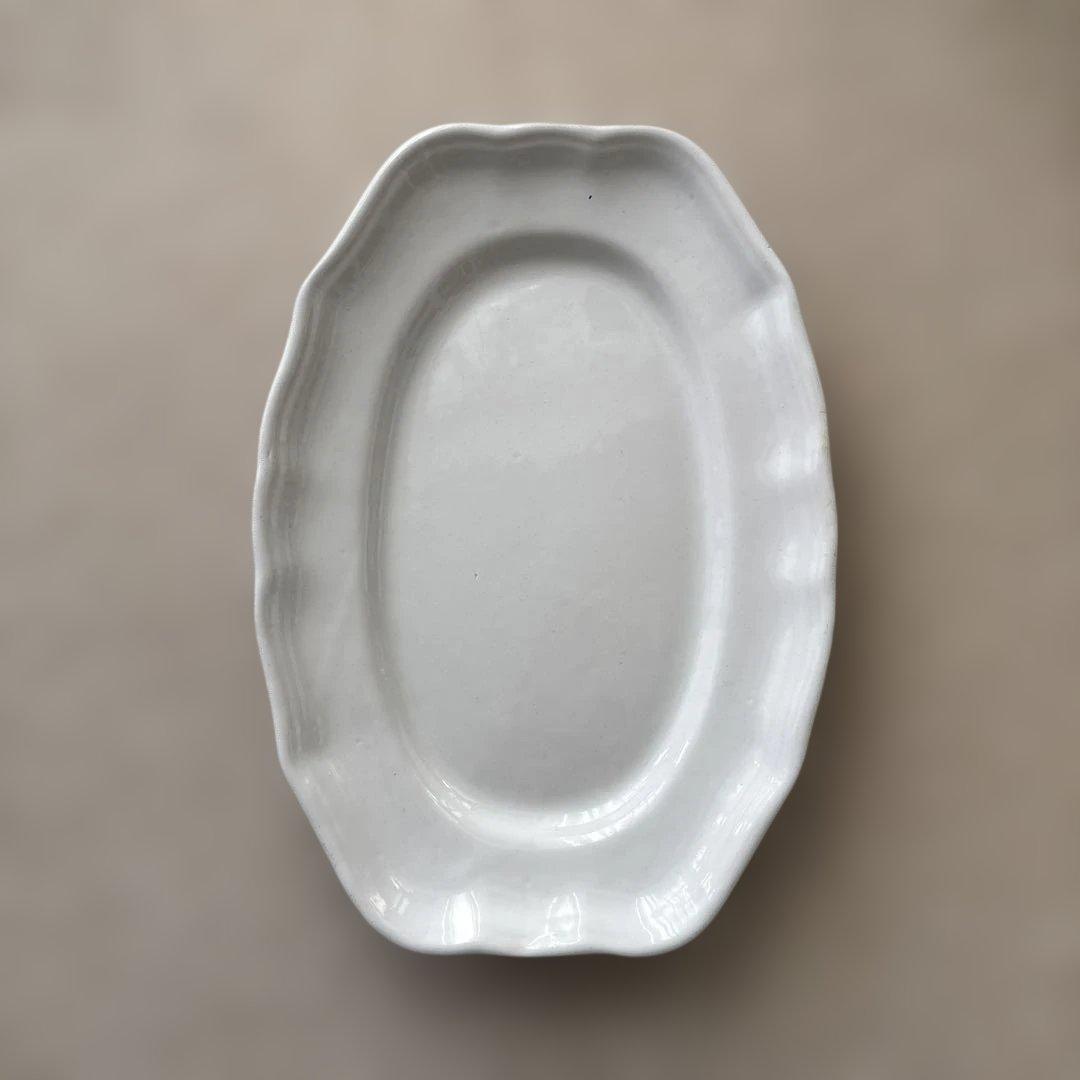 フランスアンティーク ムスティエ 花リム オーバル皿