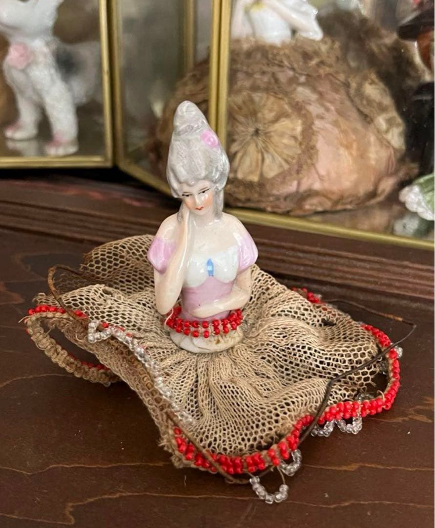 フランス　アンティーク ピンクッション ドール ハーフドール