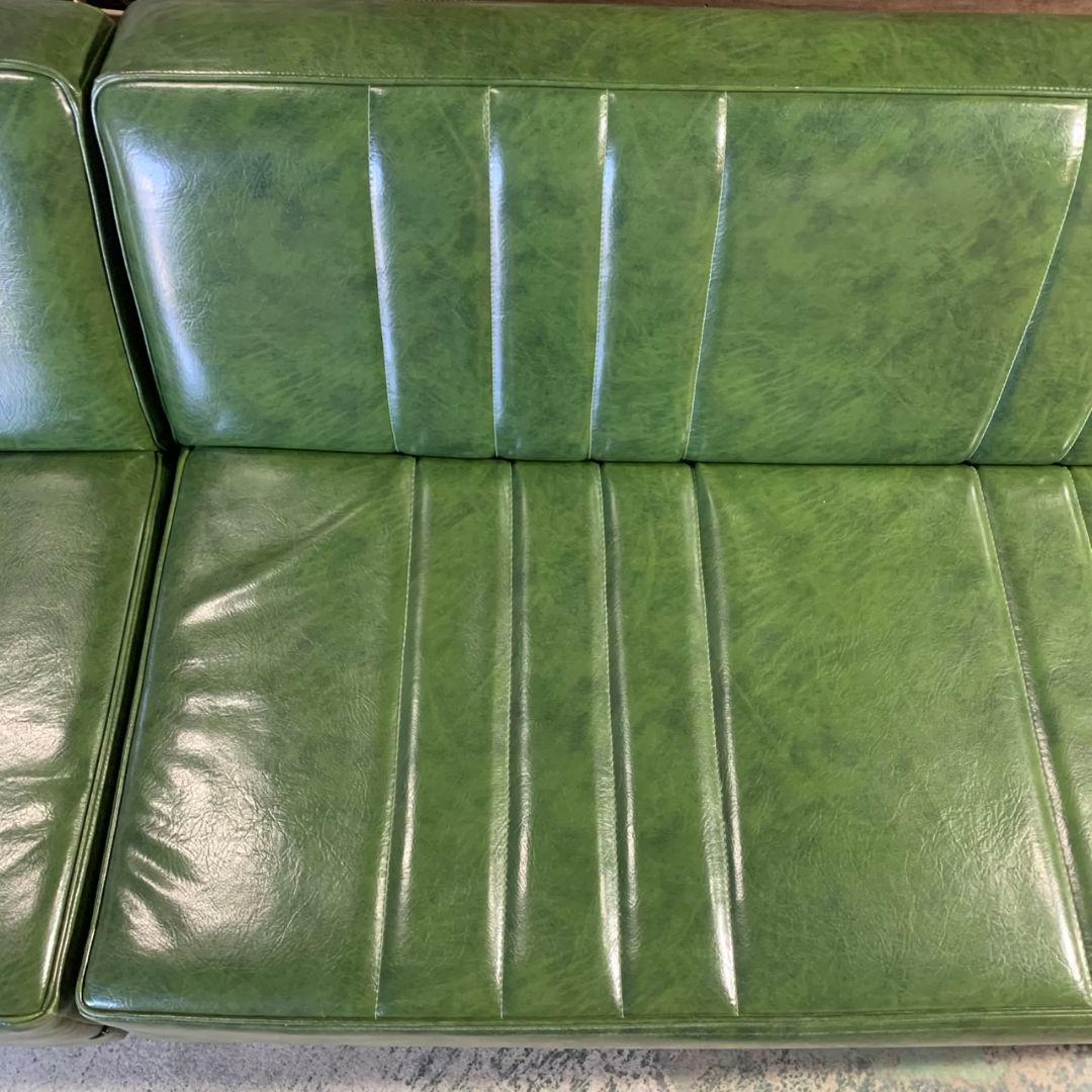 H425\" niko and コーナーソファ L字型 合皮 グリーン