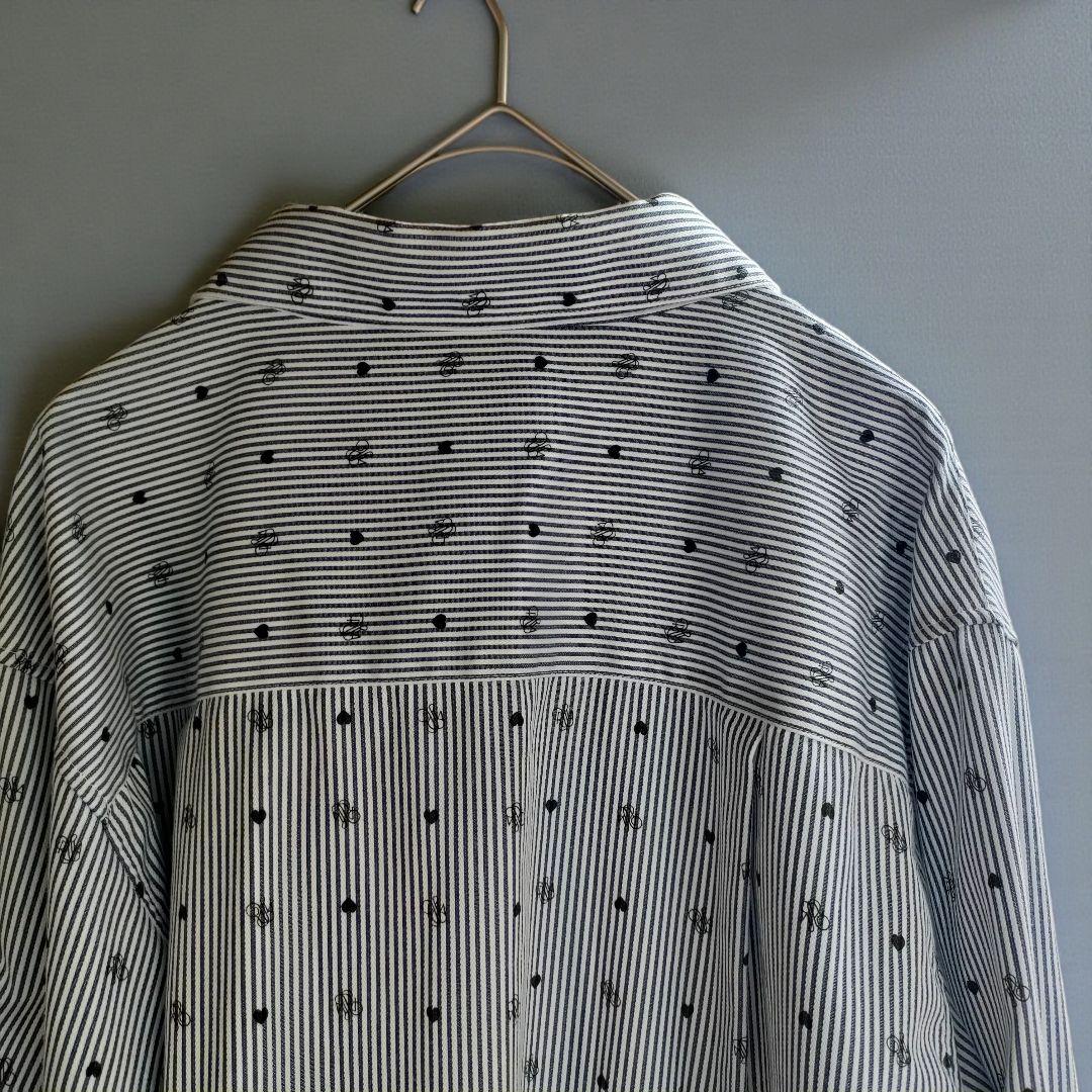 ロージーモンスター ハート ロゴ ストライプ シャツ ブラック