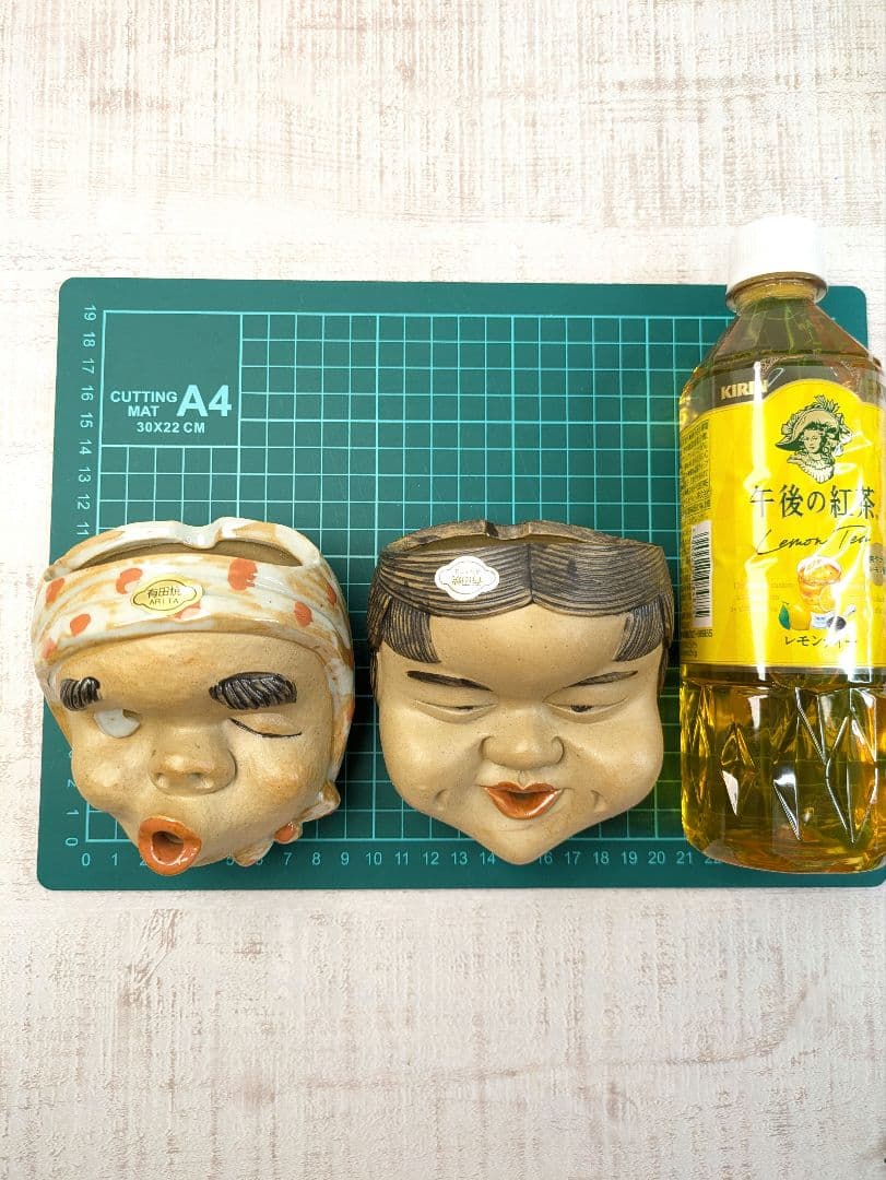 【値下中】美品☆有田焼おかめひょっとこペア灰皿　香炉