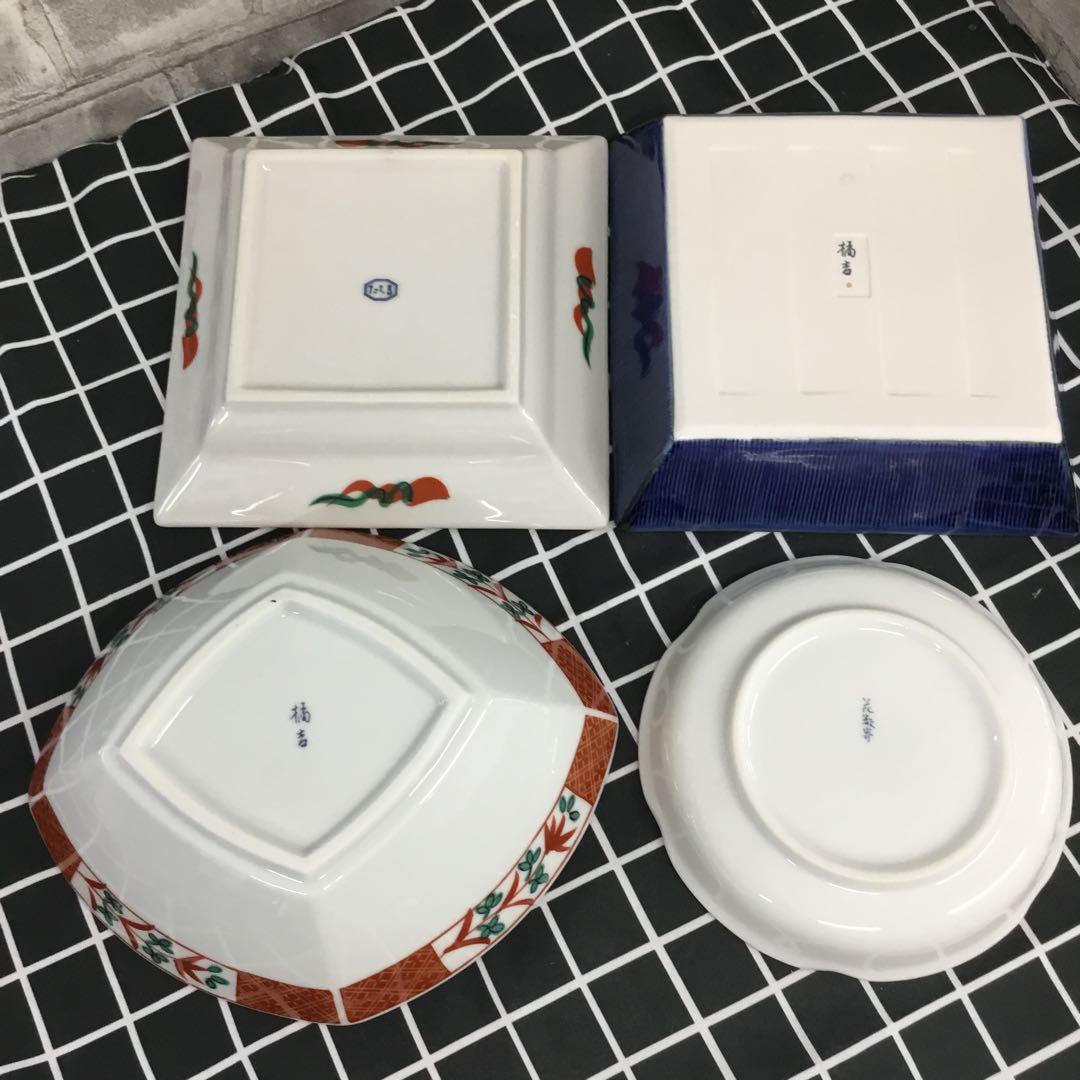 たち吉　呉須赤絵　煮物鉢　赤絵角　花数寄　赤絵皿　花あわせ　橘吉まとめ売り