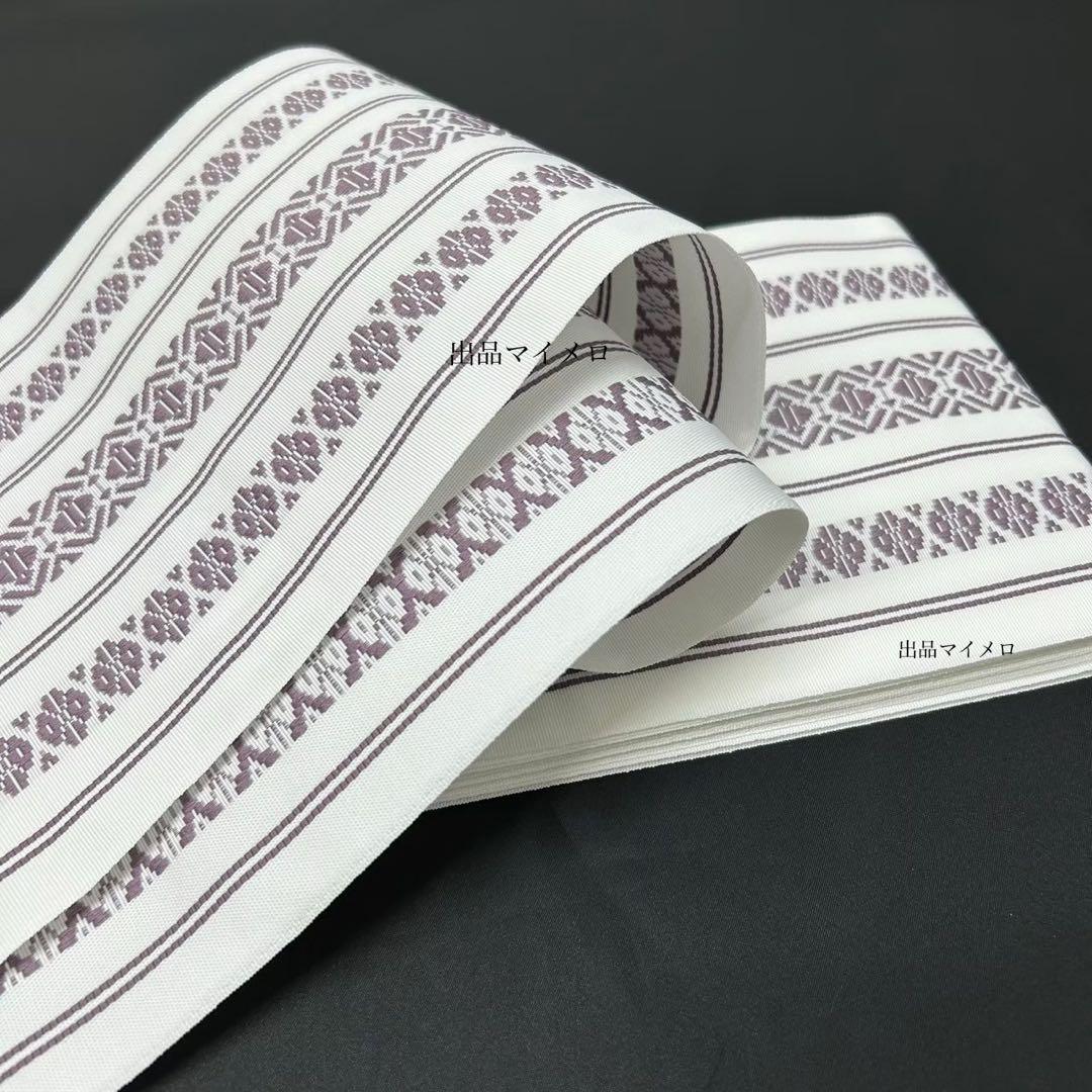 浴衣　綿麻　粋な夏着物　菊柄　紺色　献上柄　半幅帯　2点　0711④