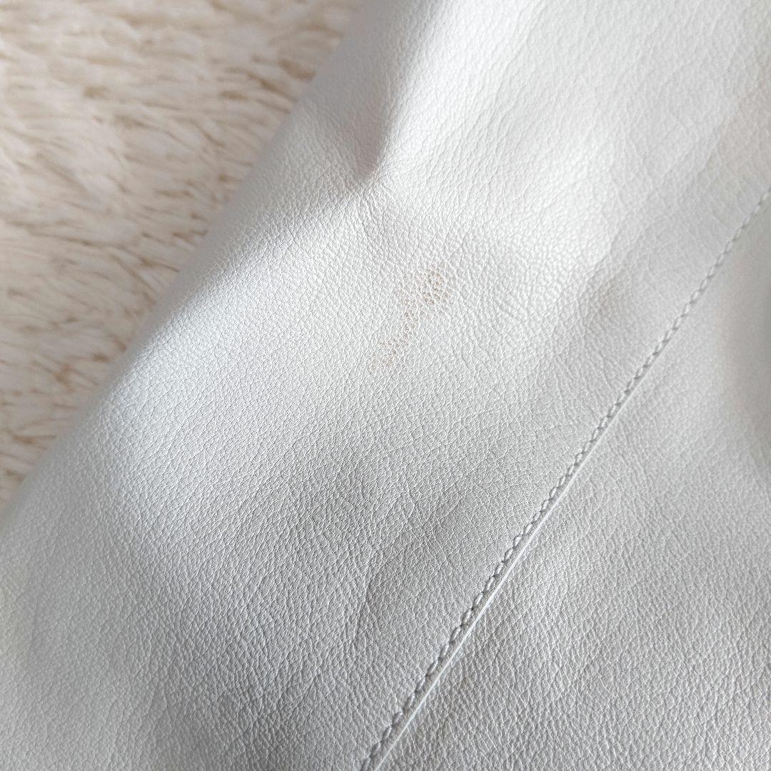 HERMES レザージャケット　ライダース　アイスブルー やぎ革 フランス製