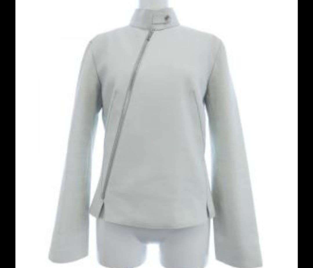 HERMES レザージャケット　ライダース　アイスブルー やぎ革 フランス製