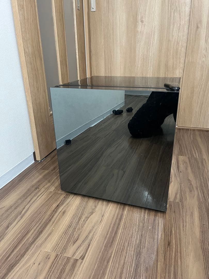 アイリスプラザ 鏡面 冷蔵庫 ミニ ブラック 42L 黒 ミラーガラス冷蔵庫