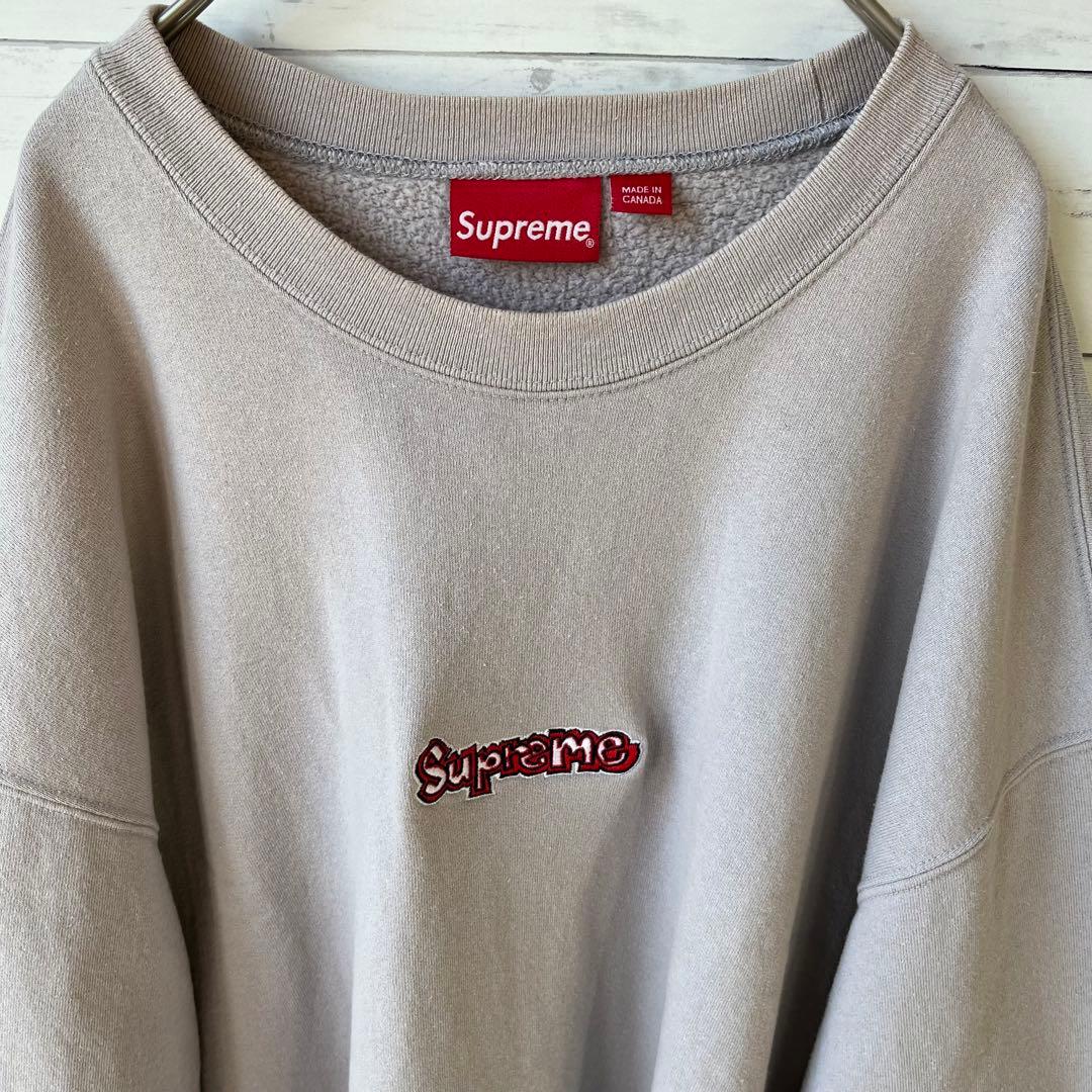 【XXL相当】シュプリームスウェット【グレー】ワンポイントロゴ⭐︎トレーナー