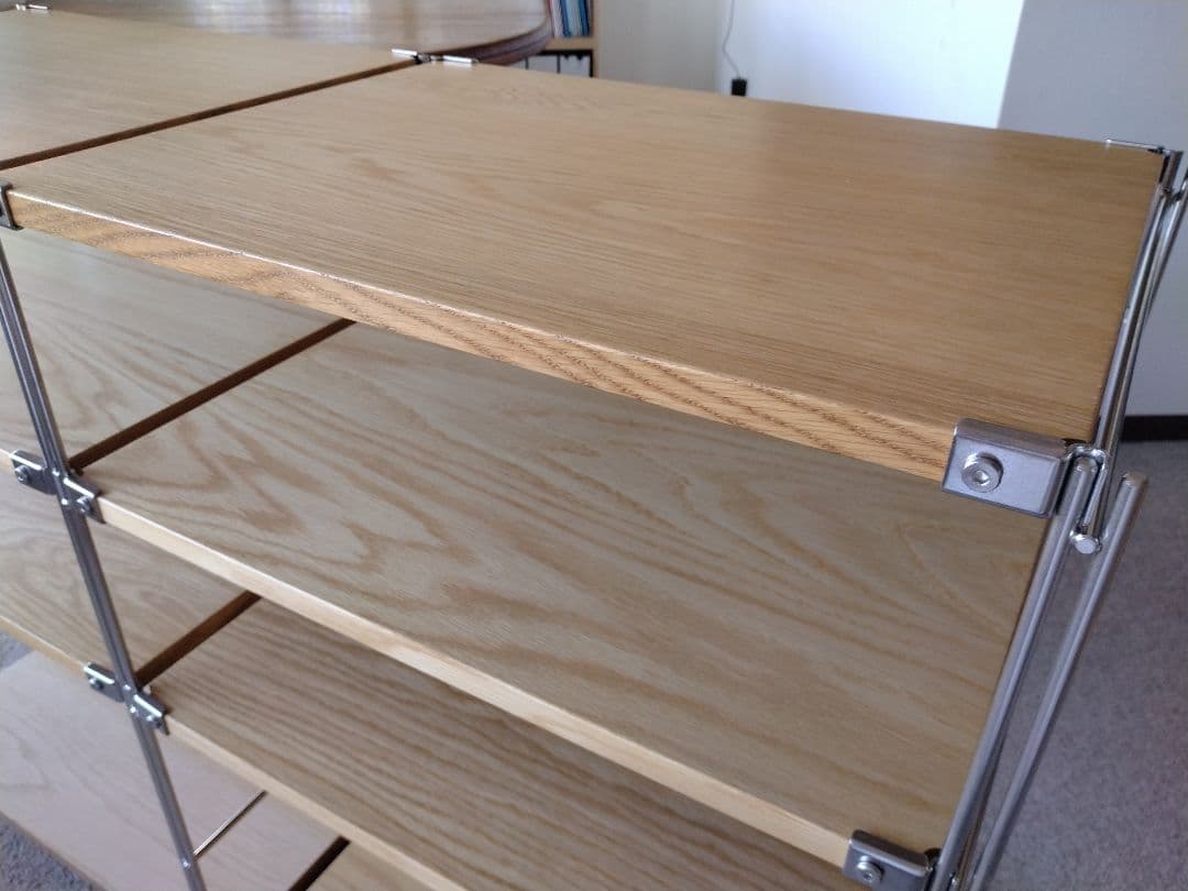 【美品】MUJI無印良品 ステンレスユニットシェルフ小56cmオーク材4段連結