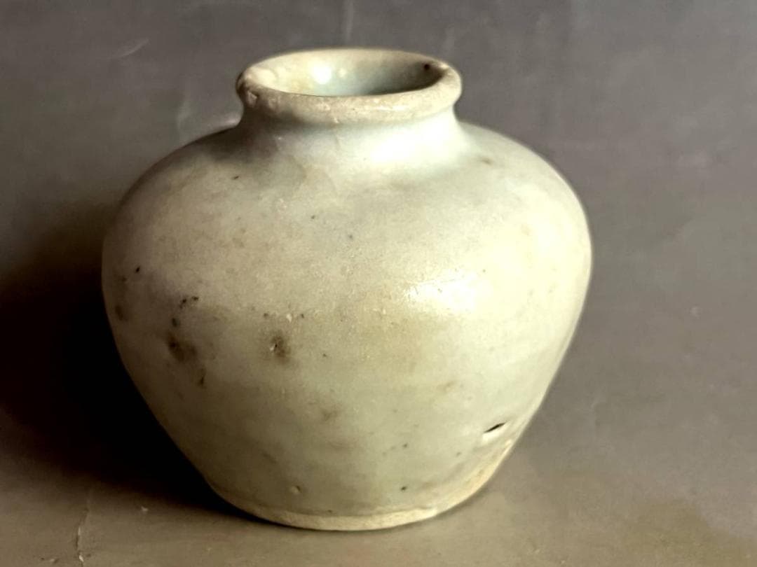 壷■李朝 小壺 白釉 水滴 オブジェ アンティーク 白釉 古玩 時代物 骨董品■