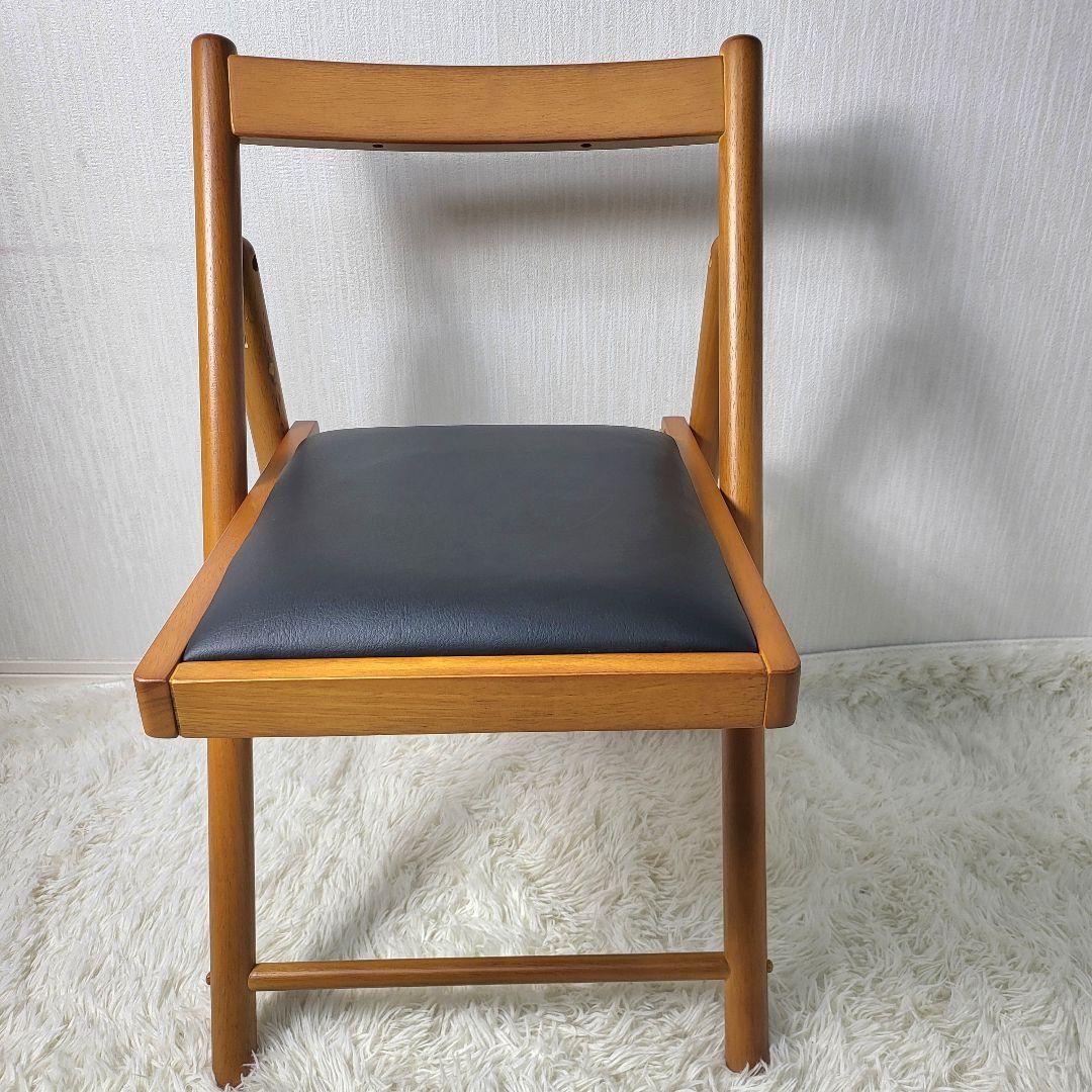【美品】 木製ダイニングチェア 折りたたみ式 収納 3脚セット 天然木