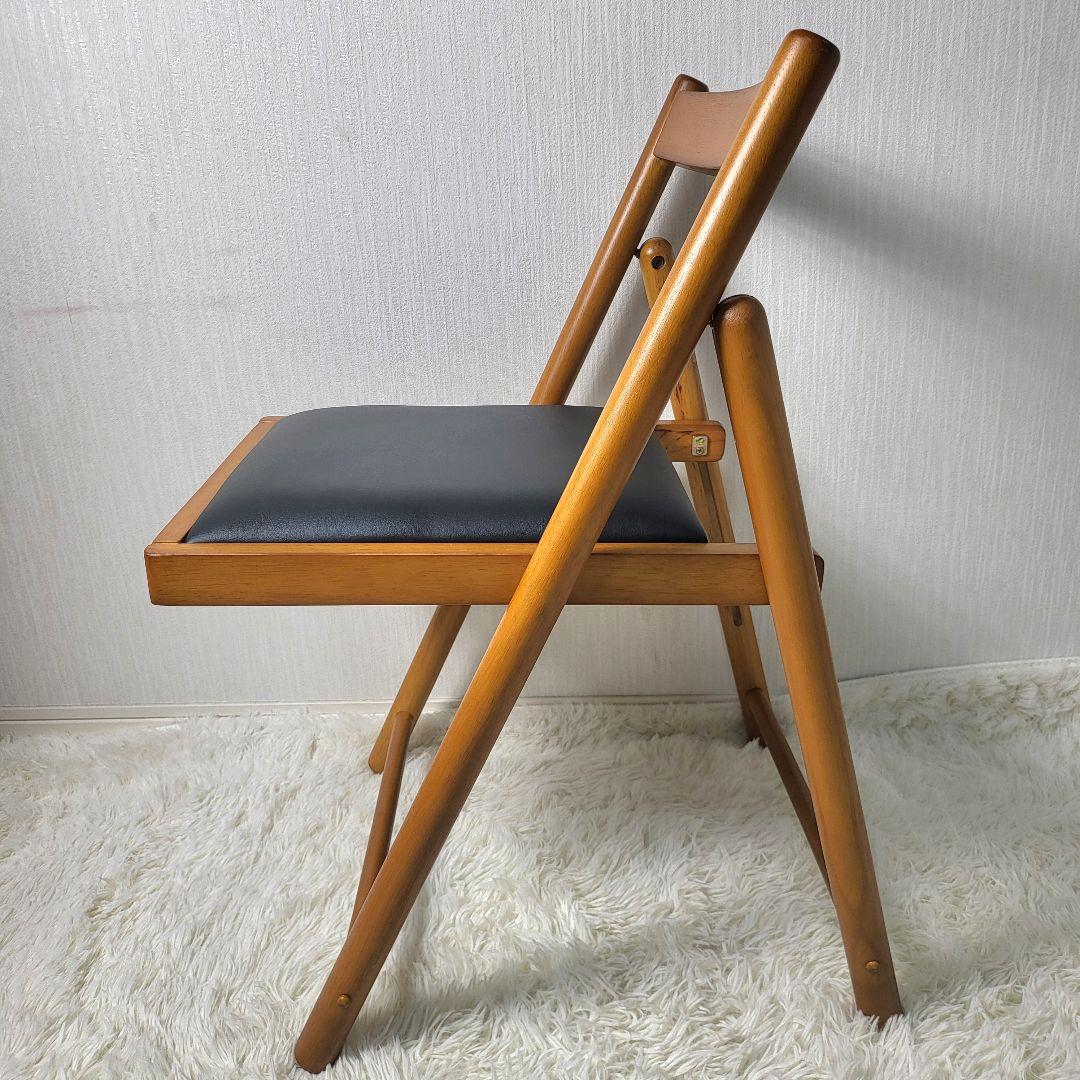 【美品】 木製ダイニングチェア 折りたたみ式 収納 3脚セット 天然木