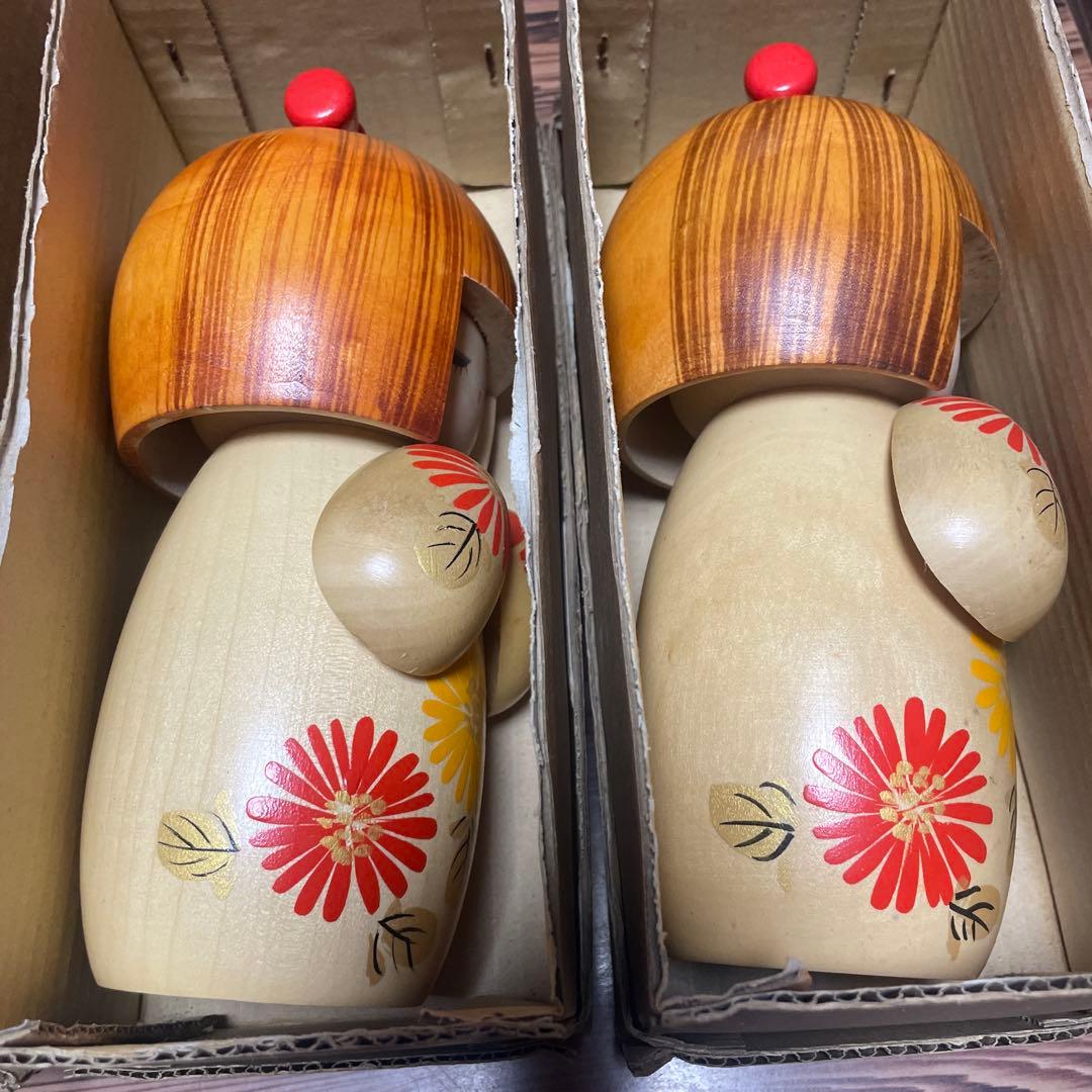 創作こけし（箱あり）　宮下はじめ　おとめ菊　4体セット　すべて札付