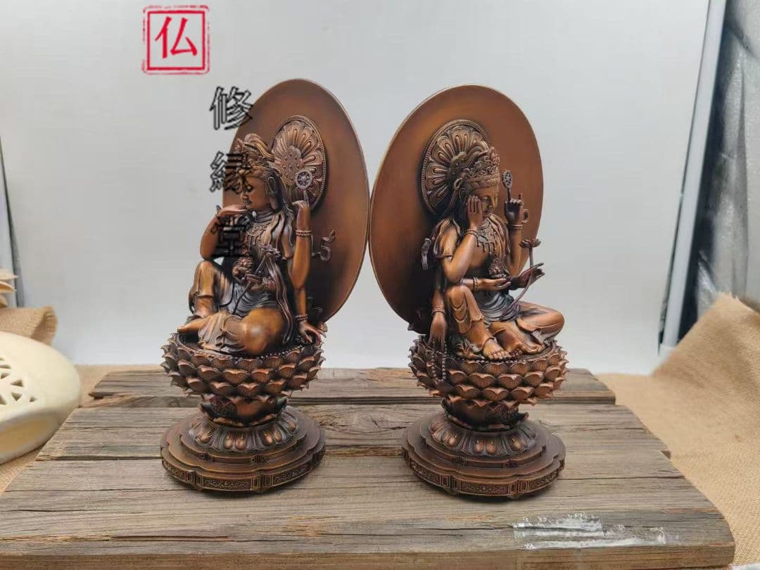 【修縁堂】青銅着色 如意輪観音 仏像坐像 祈る厄除