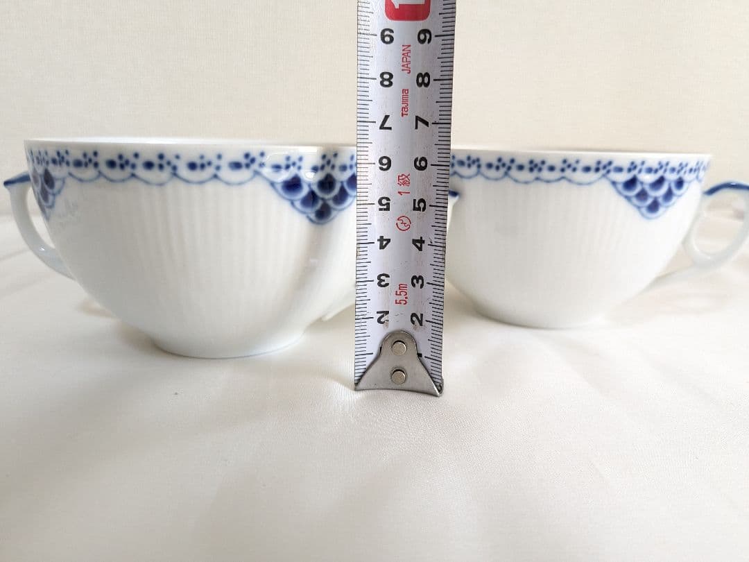 ロイヤルコペンハーゲン プリンセスブルー 蓋付きスープカップ＆ソーサー 2客