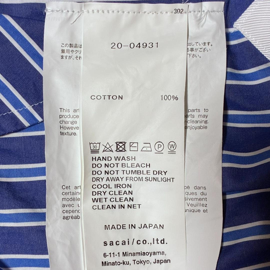 サカイ sacai ドッキング デニム シャツ ストライプ レディース F