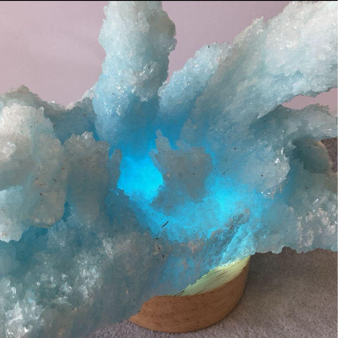 T991-2 アクアマリン水晶結晶　原石ジオードクラスター　天然石