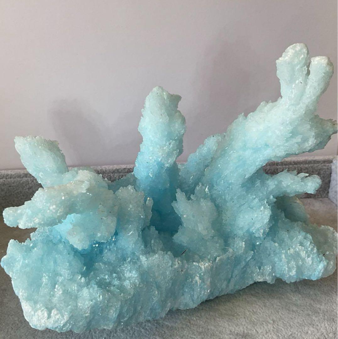 T991-2 アクアマリン水晶結晶　原石ジオードクラスター　天然石