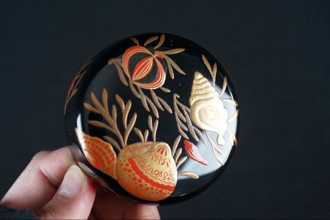 中村宗悦 而妙斎好写 海松貝蒔絵 大棗 共箱 茶道具