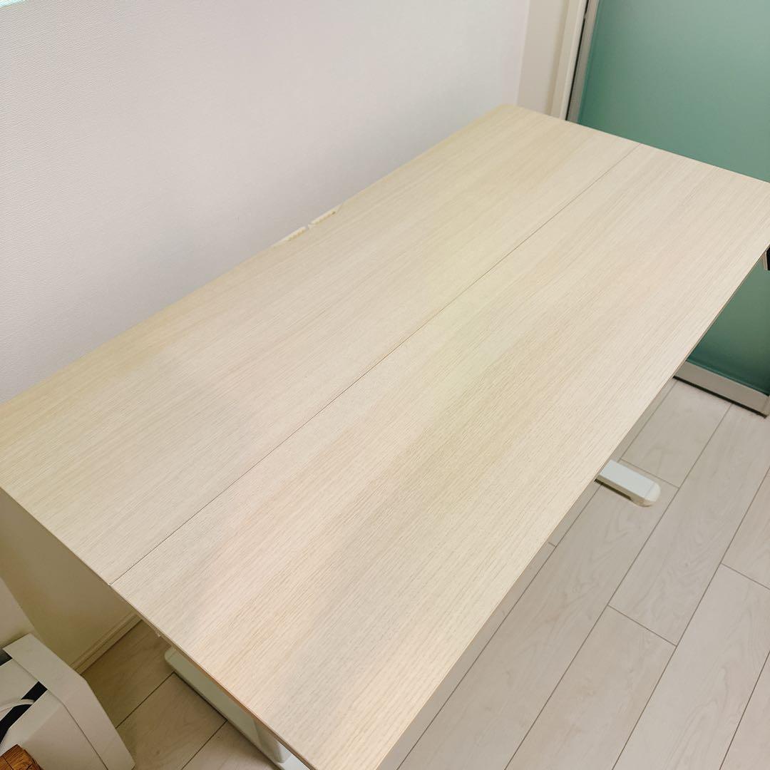 美品　昇降式デスク ロータイプ　幅120cm パソコンデスク　収納フック付き