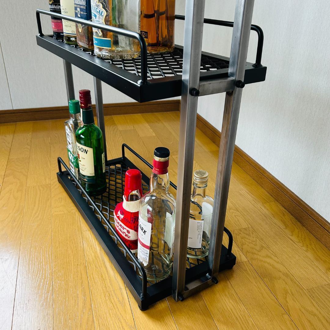 一点物　男前　インダストリアル　アイアンバーワゴン　ウィスキーラック　重厚溶接