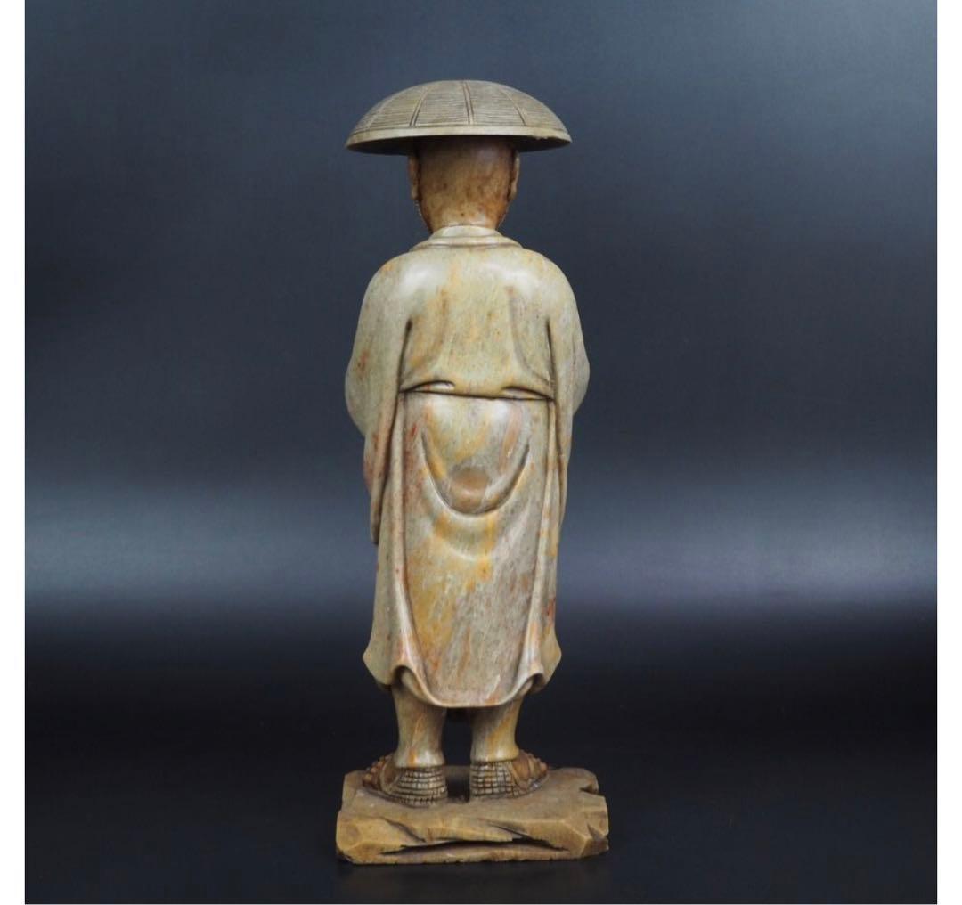 送料無料　寿山石細密彫刻　弘法大師像　高さ30ｃｍ