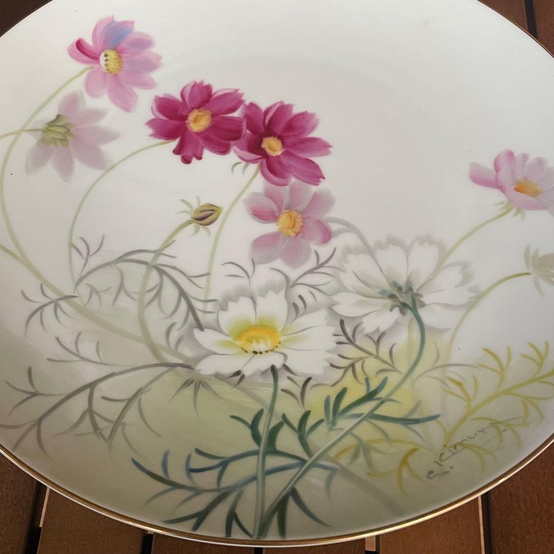 オールドノリタケ　サイン入飾り皿　コスモス 1950〜60年代　ヴィンテージ