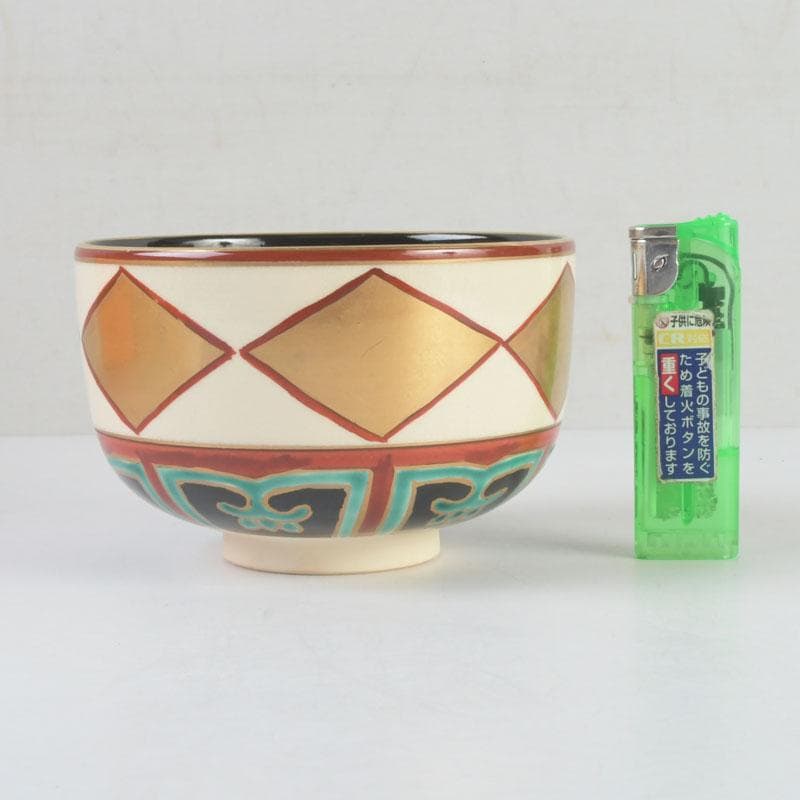 茶道具　京焼　橋本永豊造　仁清写　金菱　茶碗　時代箱　V　9835