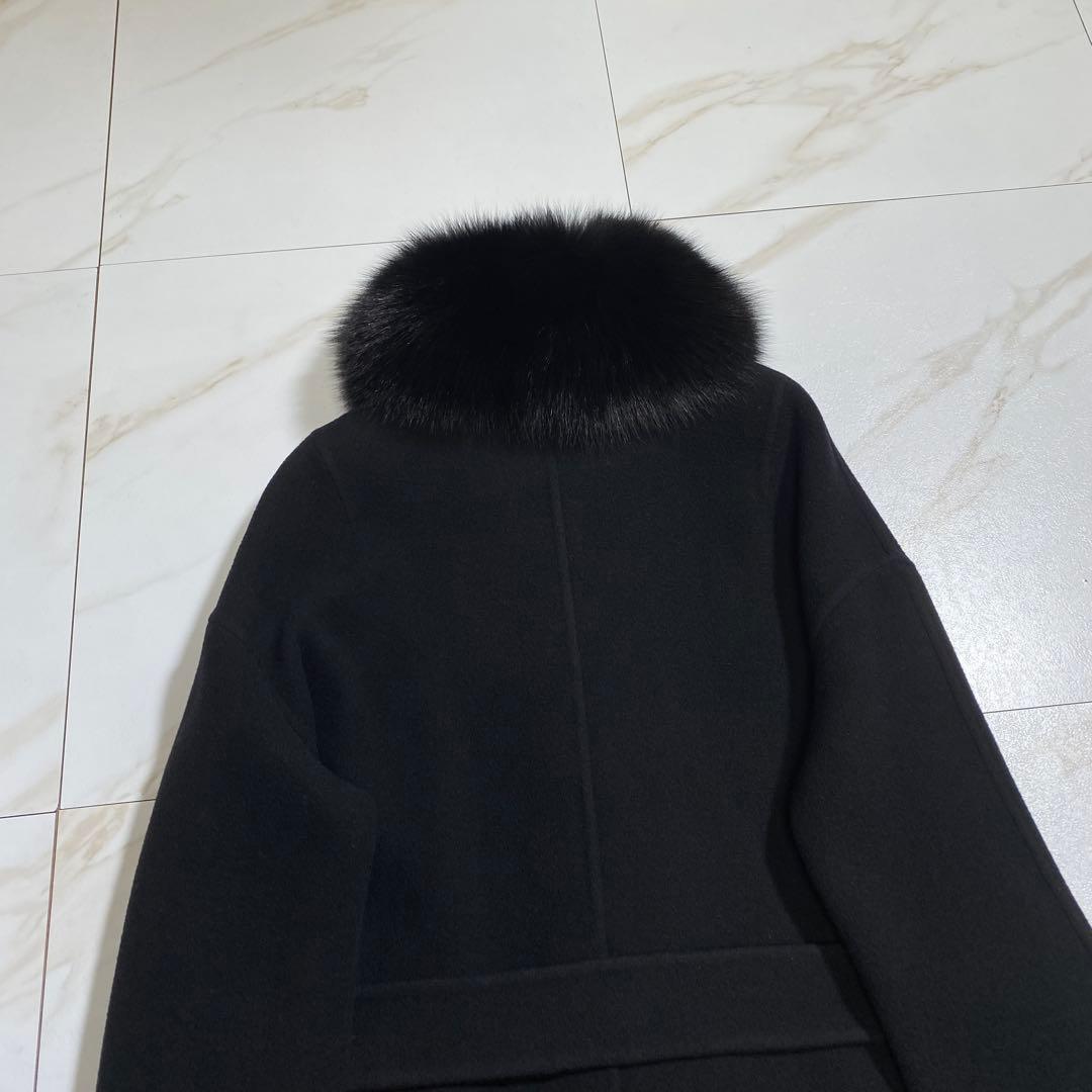 極美品♡ヘルノ 現行 フォックスファーディテイルウールコート ロングスリーブ