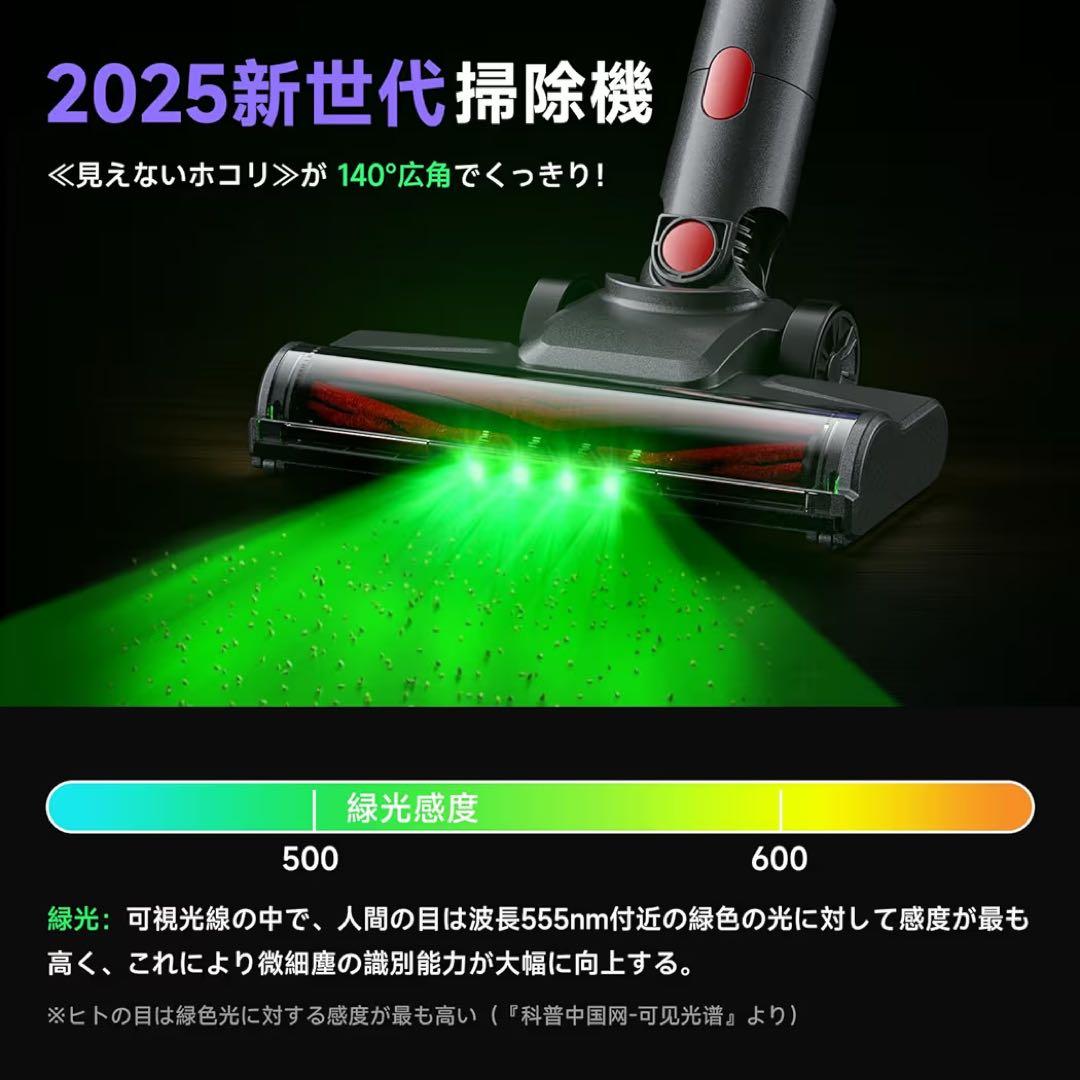58000pa強力吸引 コードレス掃除機 LED搭載　自立式 急速充電 軽量