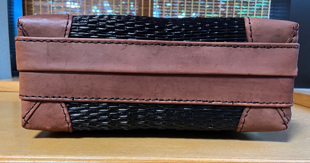 専用　漆塗り柳行李アタッシュケース編み込みビジネスバッグ 黒茶