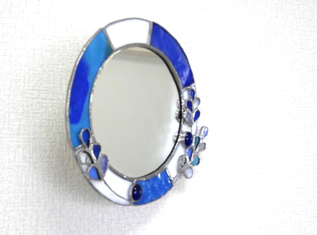 ✴︎:.ラベンダーの壁掛け鏡♪　ステンドグラス鏡