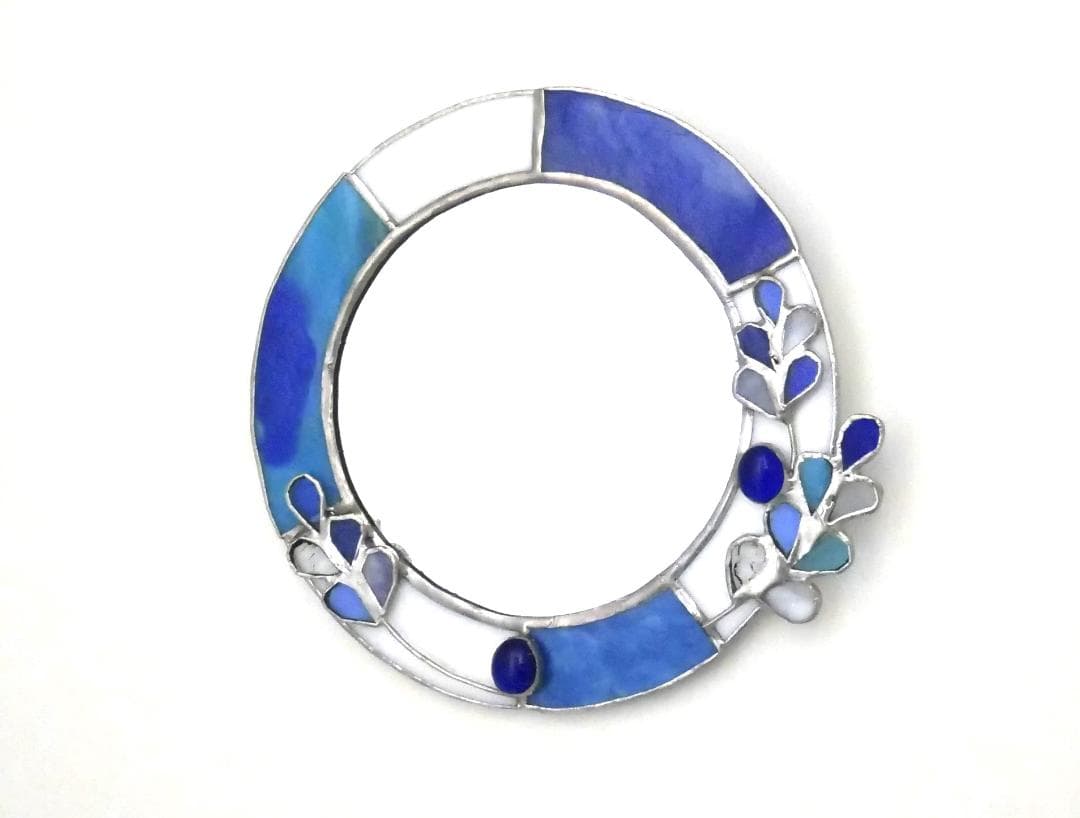 ✴︎:.ラベンダーの壁掛け鏡♪　ステンドグラス鏡