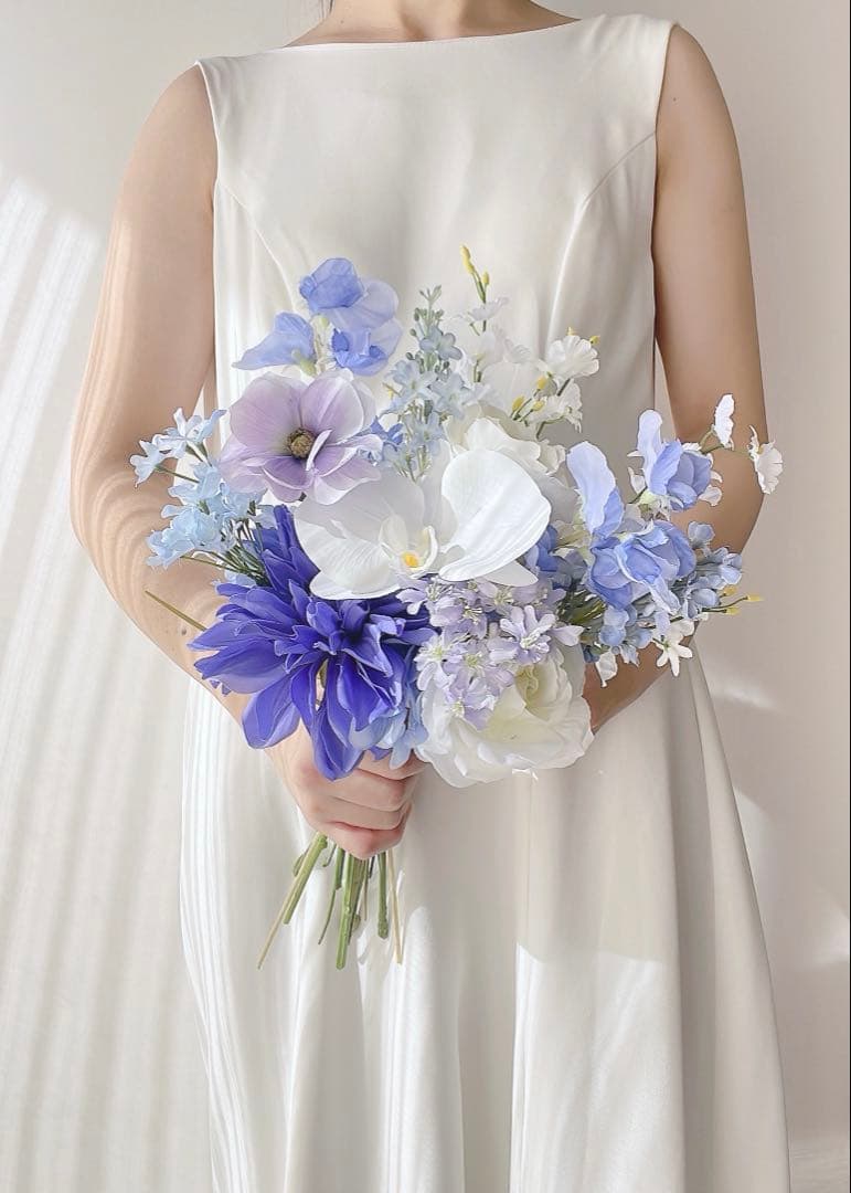 アーティフィシャルフラワー　ブルー　パープル　前撮り　ウェディング　結婚式