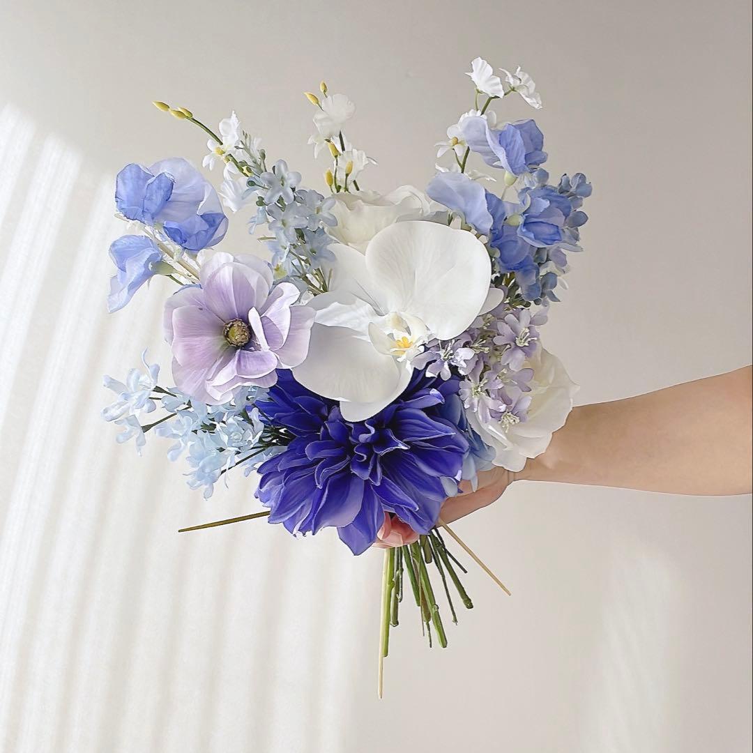 アーティフィシャルフラワー　ブルー　パープル　前撮り　ウェディング　結婚式
