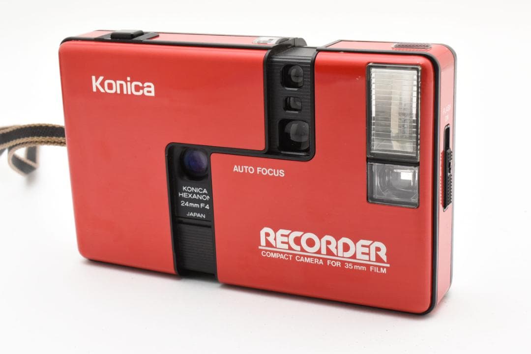 美品 Konica RECORDER レッド コンパクトフィルムカメラ
