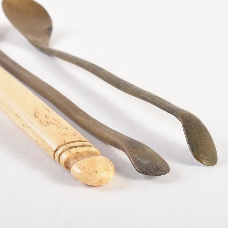 こうちゃん　朝鮮美術　李朝　古銅　薬匙　銅匙　柄杓　5点　V　R7507