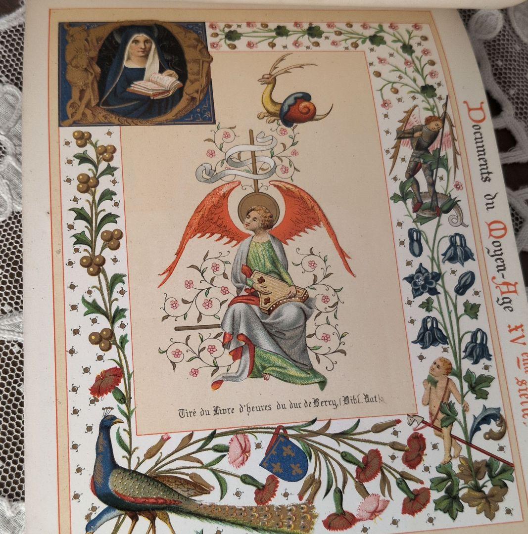 アンティーク本 中世の装飾 リトグラフ フランスアンティーク