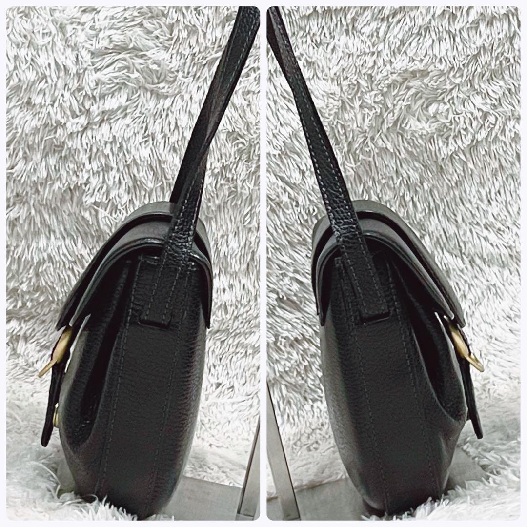 美品 BALLY クラシック ショルダーバッグ クロスボディ ロゴ シボ革 黒