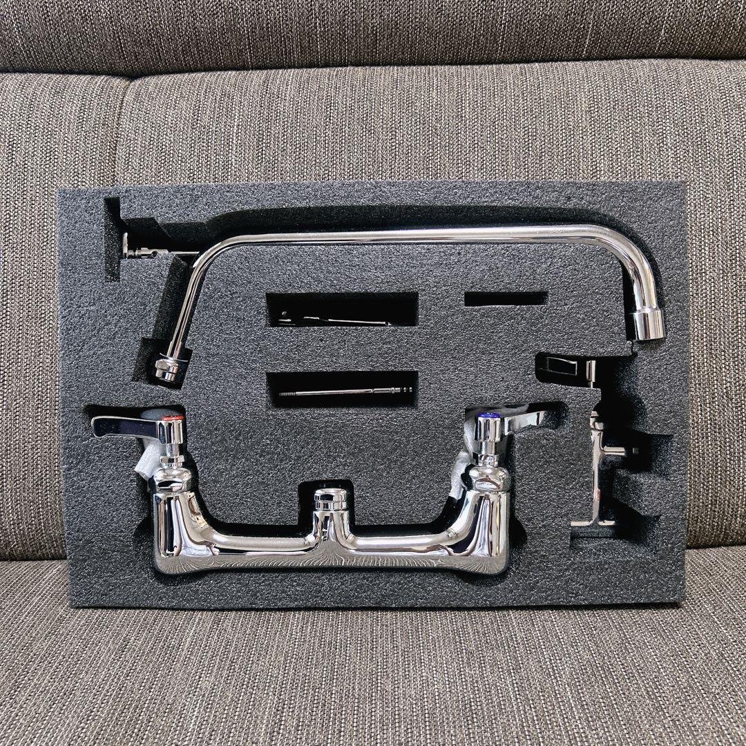 業務用 シンク用 蛇口 プリンススプレー付き 壁取り付けタイプ 30cm