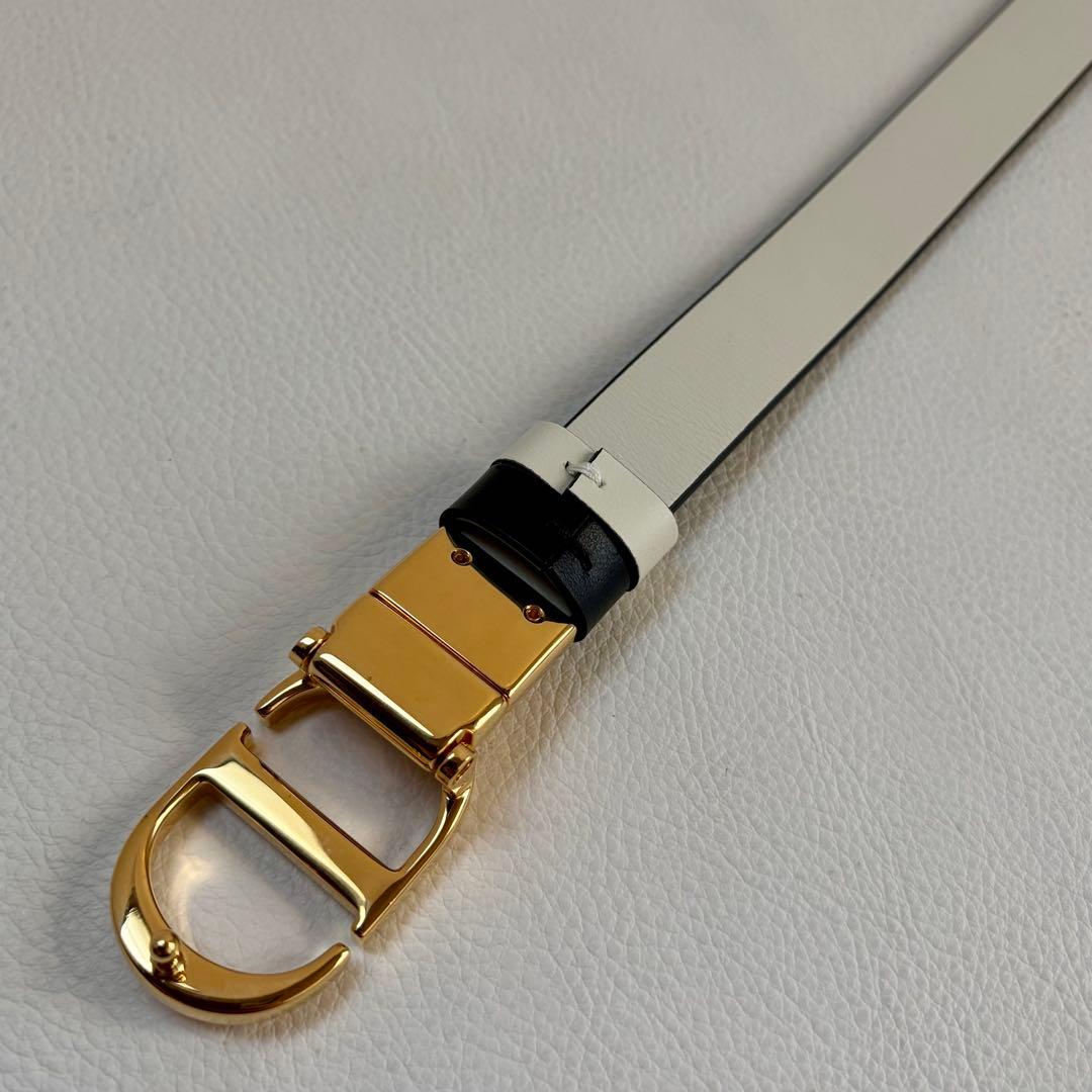 【未使用保管品】【ディオール】30 モンテーニュ ベルト リバーシブル 黒/白