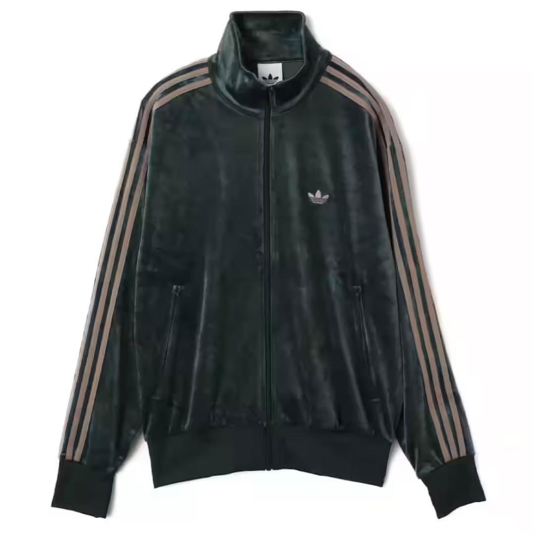 新品L⭐️adidas ファイヤーバード ベロア トラックトップ グリーン