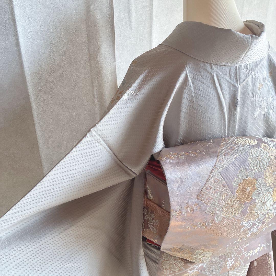 訪問着　フルセット　着物　正絹　絞り　雪輪　淡い　入学式　お祝い　N4