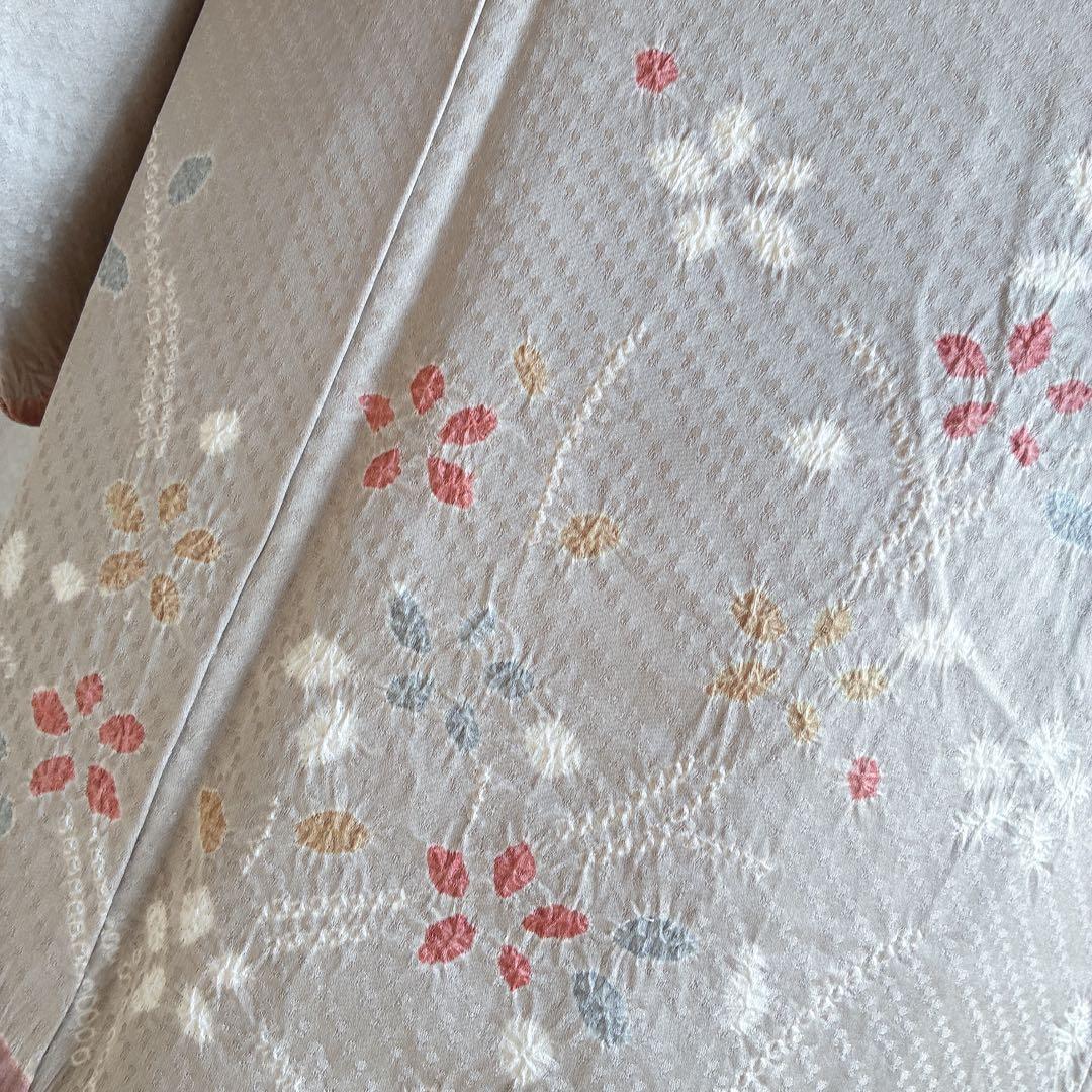 訪問着　フルセット　着物　正絹　絞り　雪輪　淡い　入学式　お祝い　N4